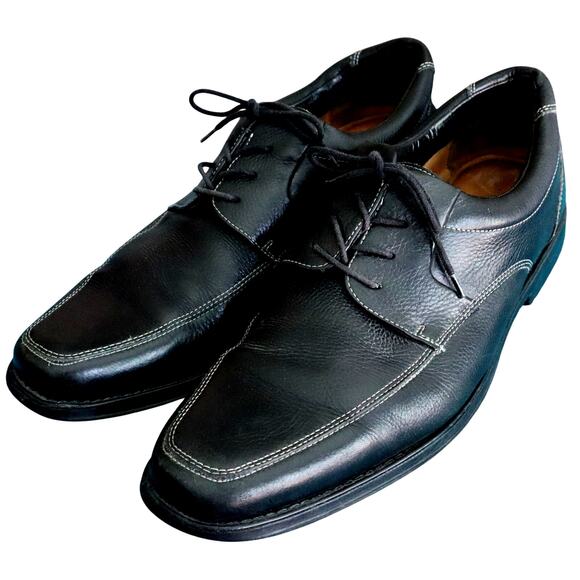 NORDSTROM Black Leather Square Toe Oxford Dress Shoe Men 13 LaceUp Business Work